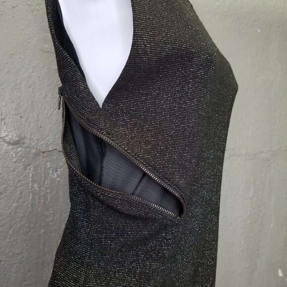 ALICE + OLIVIA Gyllen Dress Womens M Mini Black Metallic Fleck Zipper Net Lining - Picture 5 of 12